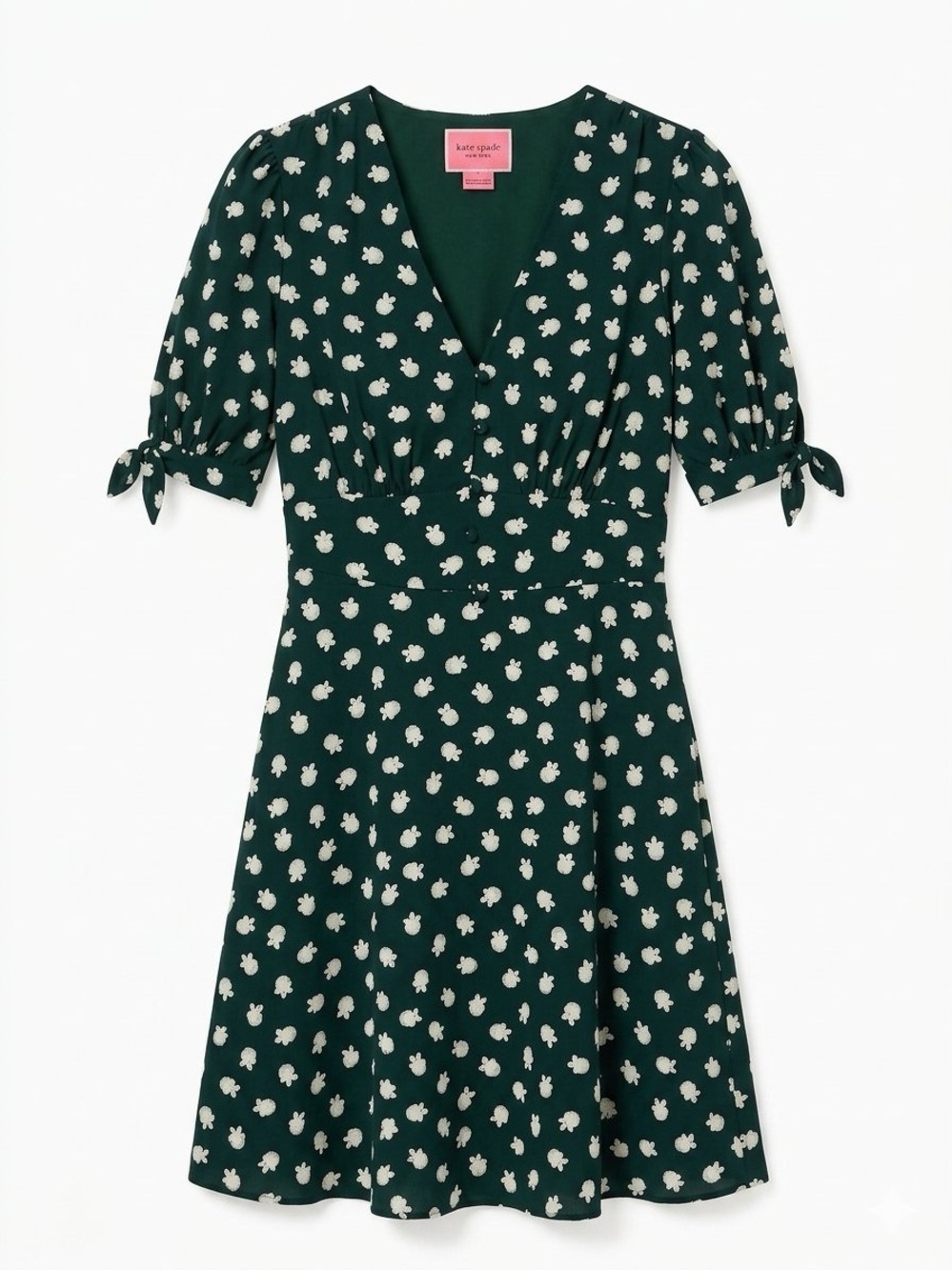kate spade Dark Green Dress with White Floral Dot Print